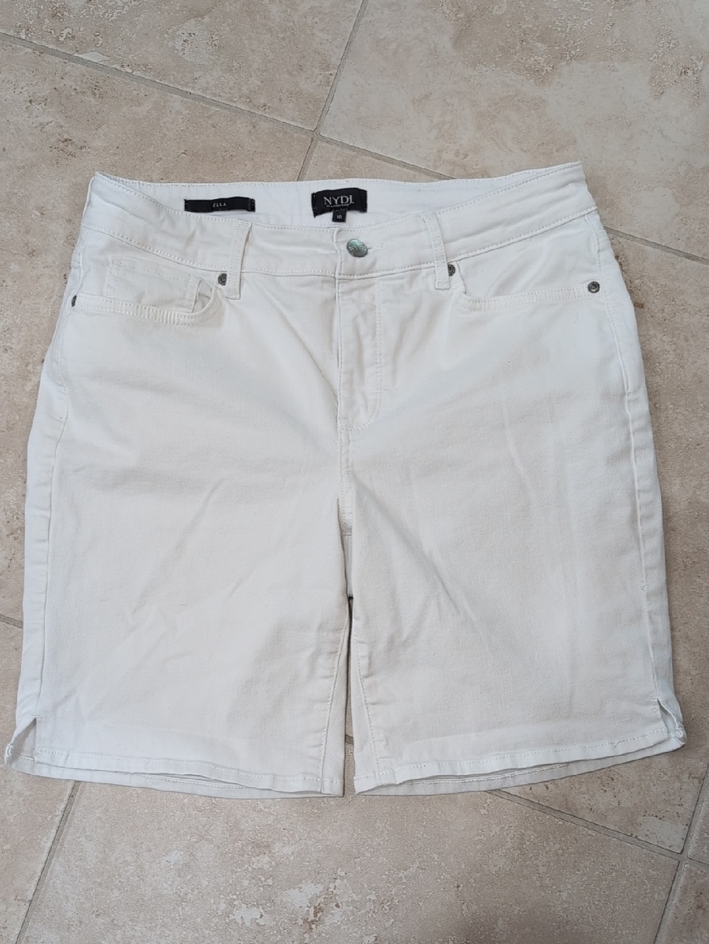 NYDJ Ella White Women's Bermuda Shorts - Clean Cotton Blend
